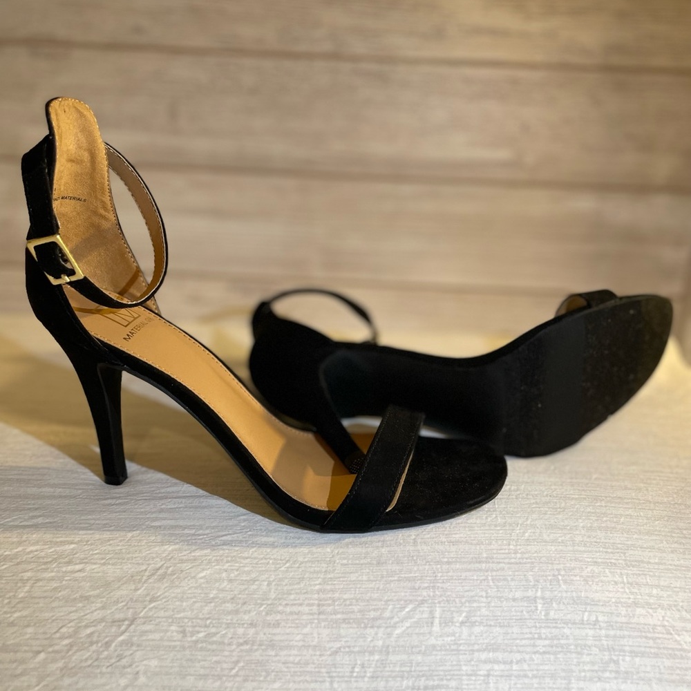 Material Girl Women's Blaire Two-Piece Dress Sandals Black Size 9